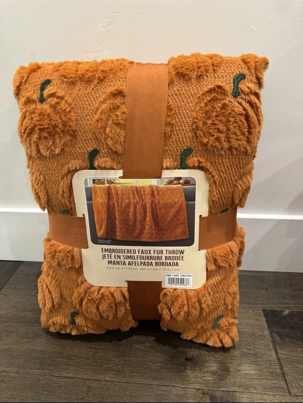 VIRAL Costco Pumpkin Embroidered Faux Fur Throw Halloween - Ships Quick!